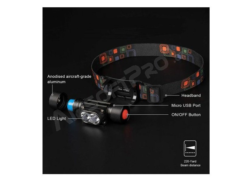 Headlamp WN41 LED XPG, 650 lm, Li-Ion, rechargeable [Solight]