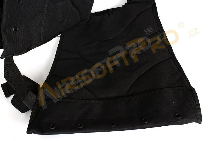 Útočná maskáčová vesta Molle s nosičem plátů - černá [A.C.M.]