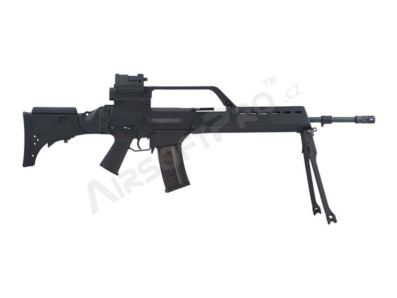 Réplique du fusil airsoft SA-G13V EBB avec lunette, point rouge et bipied, noir [Specna Arms]