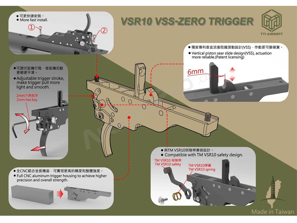 Spoušťový mechanismus VSR10 VSS-Zero Trigger [TTI AIRSOFT]