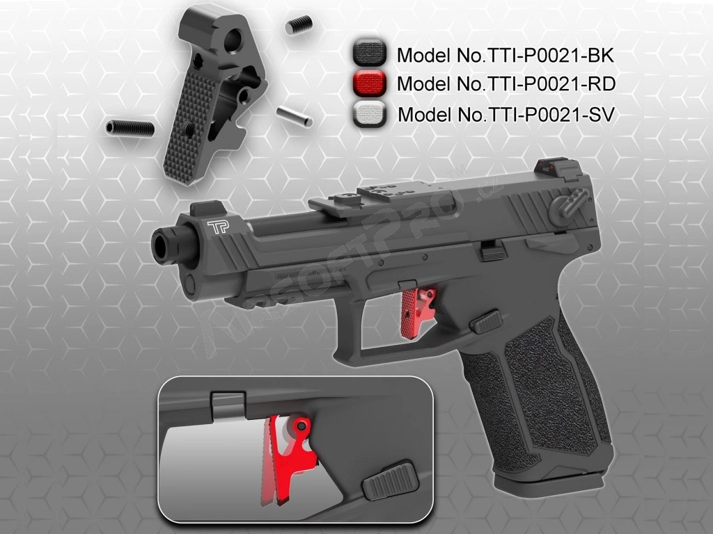 CNC taktická spoušť VICTOR pro GBB pistole G série, AAP-01, TP22 - stříbrná [TTI AIRSOFT]