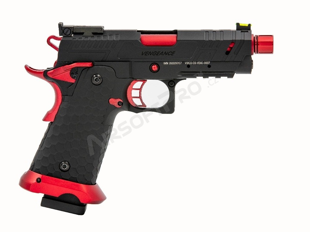 Airsoftová pistole CS Hi-Capa Vengeance Compact Red MATCH, GBB - červená [Vorsk]