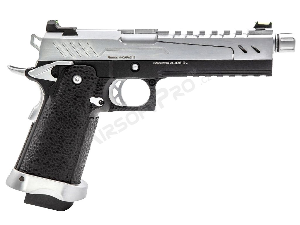 Airsoftová pistole Hi-Capa 5.1S, GBB - stříbrný závěr [Vorsk]