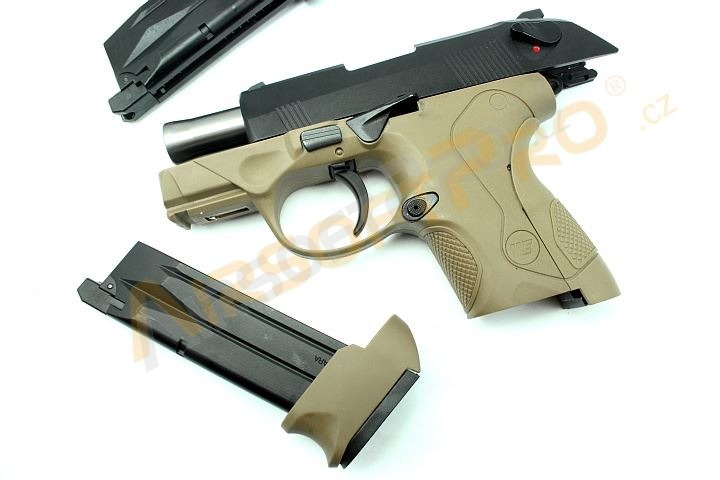Pistolet airsoft Compact Bulldog - 2x chargeur, TAN, blowback [WE]