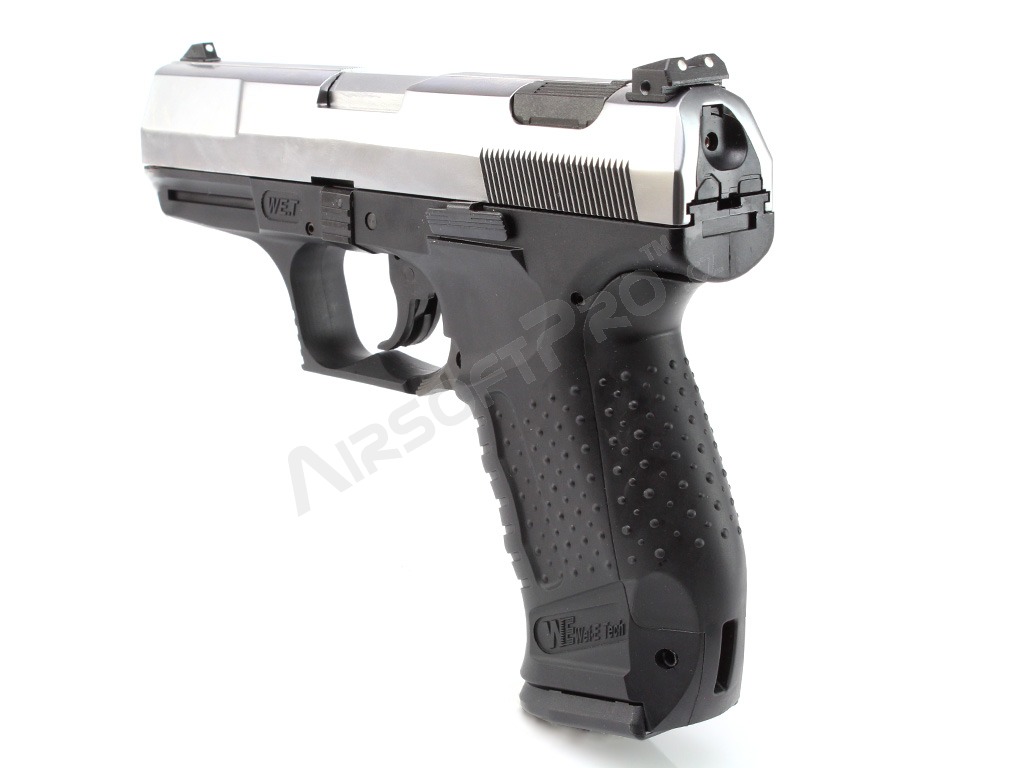 Airsoft pistol E99 - Metal, gas blowback - black with silver slide [WE]