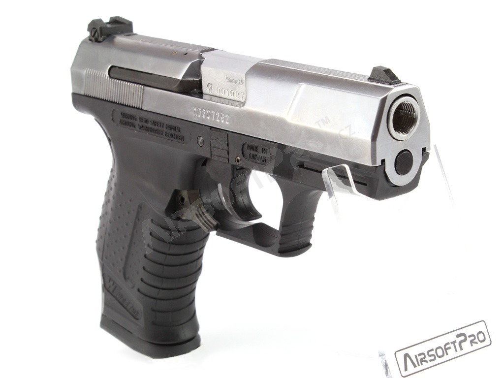 Airsoftová pistole E99 (P99) God of War - celokov, blowback - stříbrný závěr [WE]