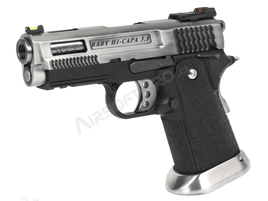 Airsoftová pistole HI-CAPA 3.8 Brontosaurus - celokov, blowback - stříbrná [WE]