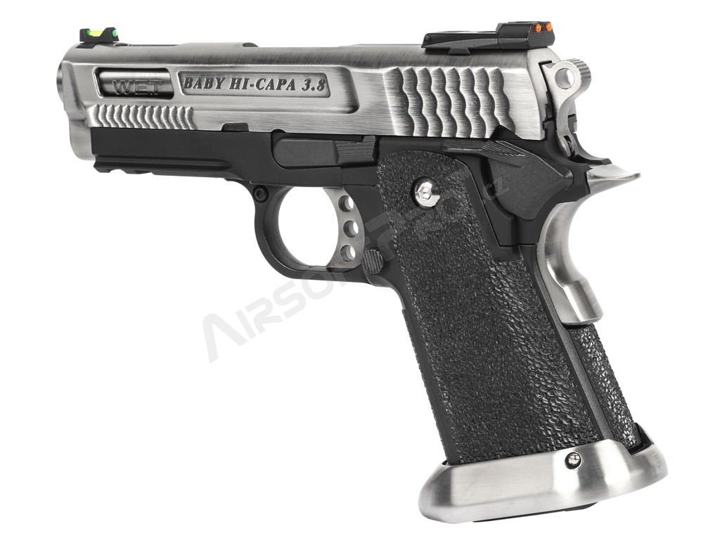 Airsoftová pistole HI-CAPA 3.8 Brontosaurus - celokov, blowback - stříbrná [WE]