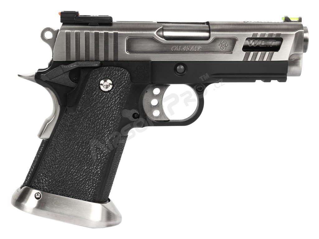 Airsoftová pistole HI-CAPA 3.8 Velociraptor - celokov, blowback - stříbrný [WE]