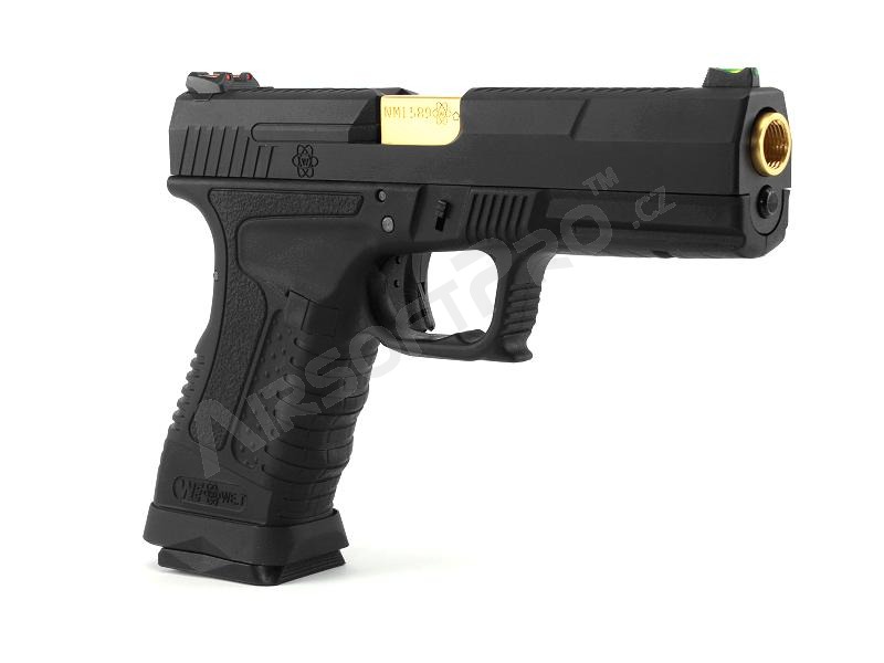 Airsoft pistol GP1799 T1  - GBB, metal black slide, black frame, gold barrel [WE]