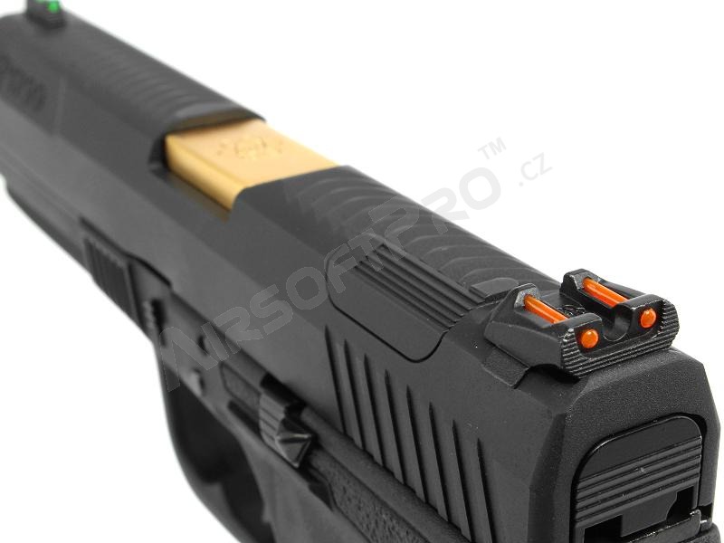 Airsoftová pistole GP1799 T1 - GBB, černý kovový závěr, černý rám, zlatá hlaveň [WE]