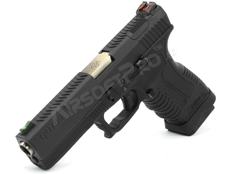 Airsoft pistol GP1799 T5  - GBB, metal black slide, black frame, silver barrel [WE]