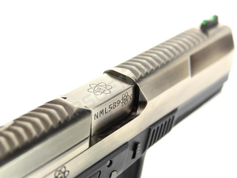 Airsoft pistol GP1799 T7  - GBB, metal silver slide, black frame, silver barrel [WE]