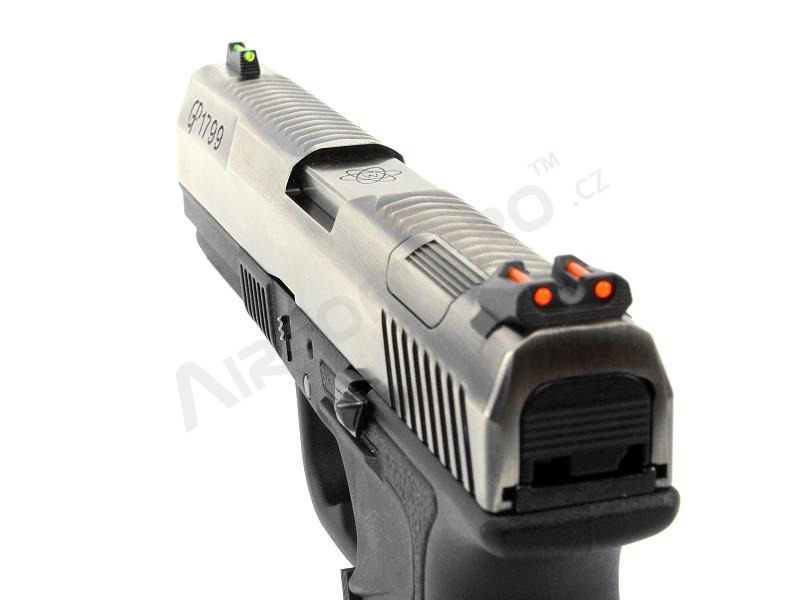 Airsoft pistol GP1799 T7  - GBB, metal silver slide, black frame, silver barrel [WE]