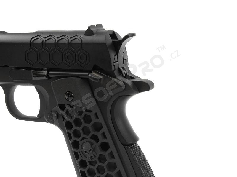 Airsoftová pistole M1911 Hex Cut - GBB, celokov, Gen2 - černá [WE]