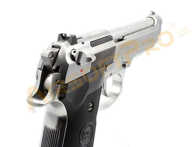 Airsoft pistol M92 Gen2, nickel, fullmetal, AUTO blowback, LED BOX [WE]