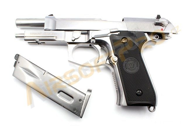 Airsoft pistol M9A1 Gen2, nickel, fullmetal, AUTO blowback, LED BOX [WE]