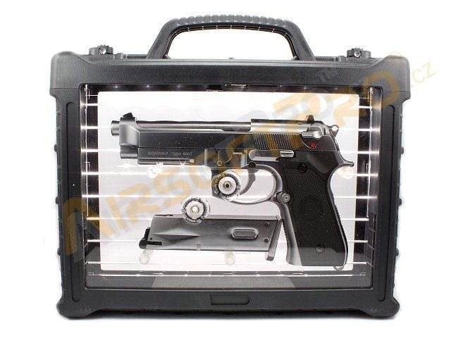 Pistolet airsoft M9A1 Gen2, nickel, fullmetal, AUTO blowback, LED BOX [WE]