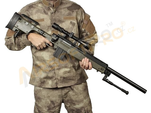 Airsoft sniper MB4406D + optika a dvojnožka - olivová [Well]