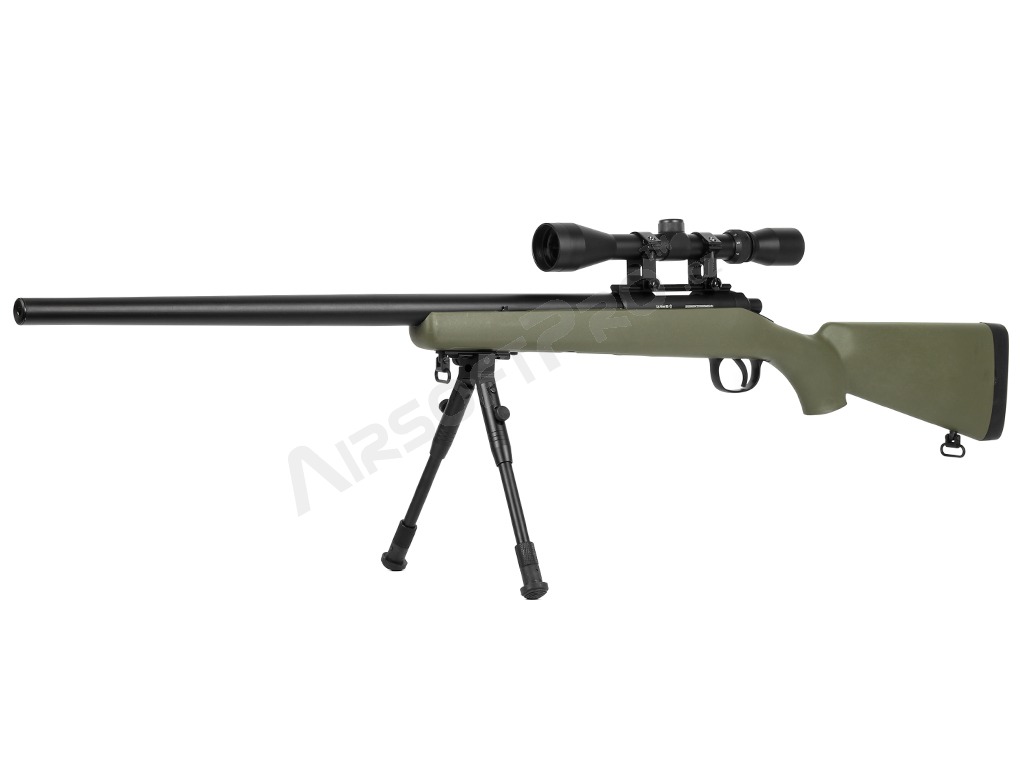 Airsoft sniper MB03D + scope and bipod, olive [Well]