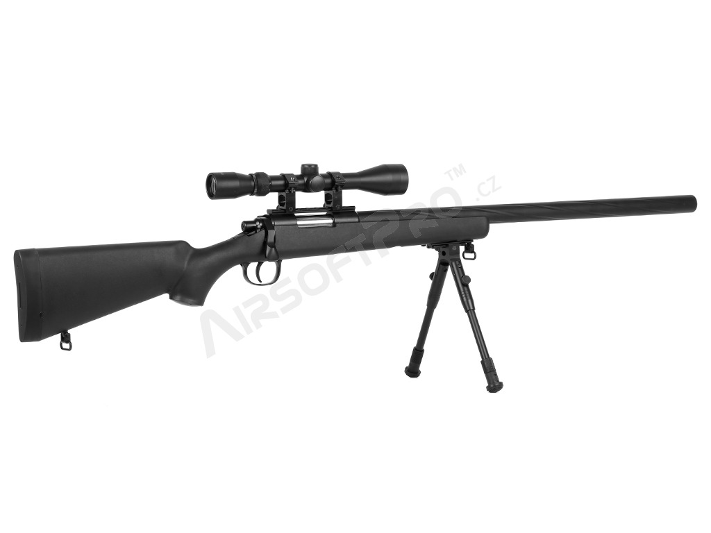 Airsoft sniper MB03D UPGRADE up to 200 m/s (670 fps) + scope and bipod - black [Well]