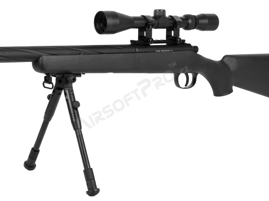 Sniper airsoft MB03D UPGRADE jusqu'à 200 m/s (670 fps) lunette et bipied - noir [Well]