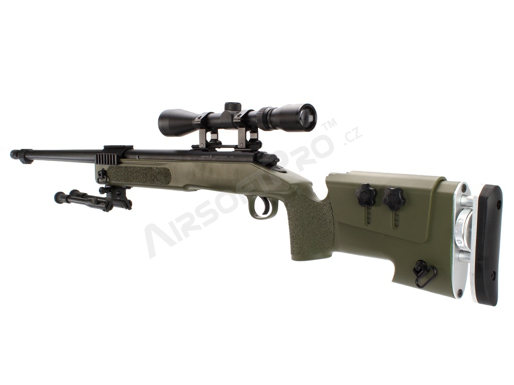 Airsoft sniper MB17D + scope and bipod - OD [Well]