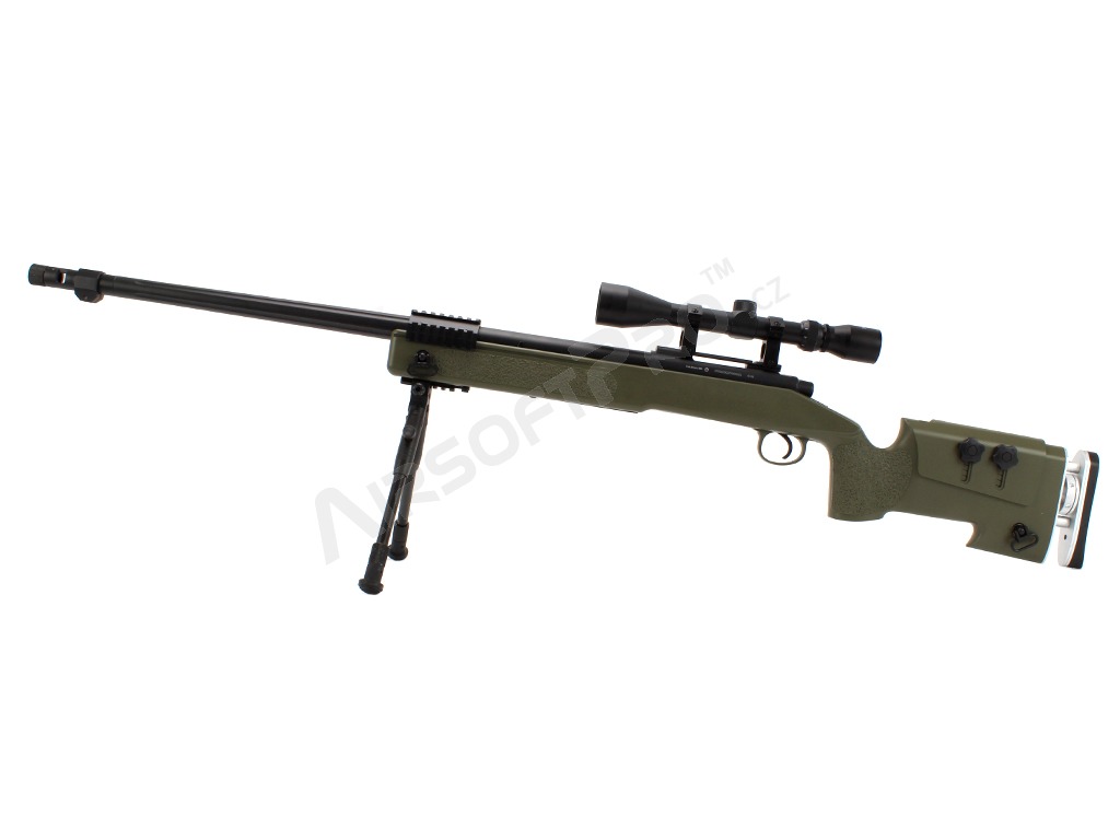 Airsoft sniper MB17D + scope and bipod - OD [Well]