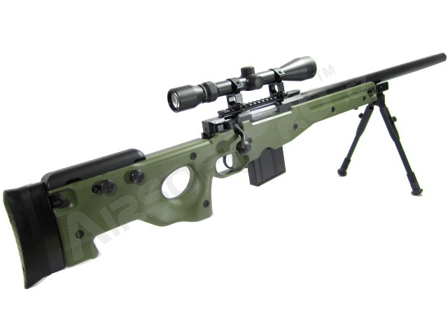 Lunette de visée L96 AWS MB4401D et bipied pour sniper airsoft - OD [Well]