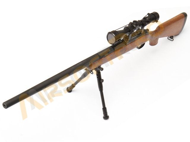 Airsoft sniper MB03D wood + scope + bipod [Well]