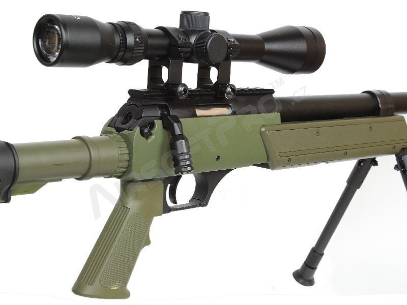 Sniper airsoft APS SR-2 LRV (MB13D) bipod scope silencer, OD [Well]
