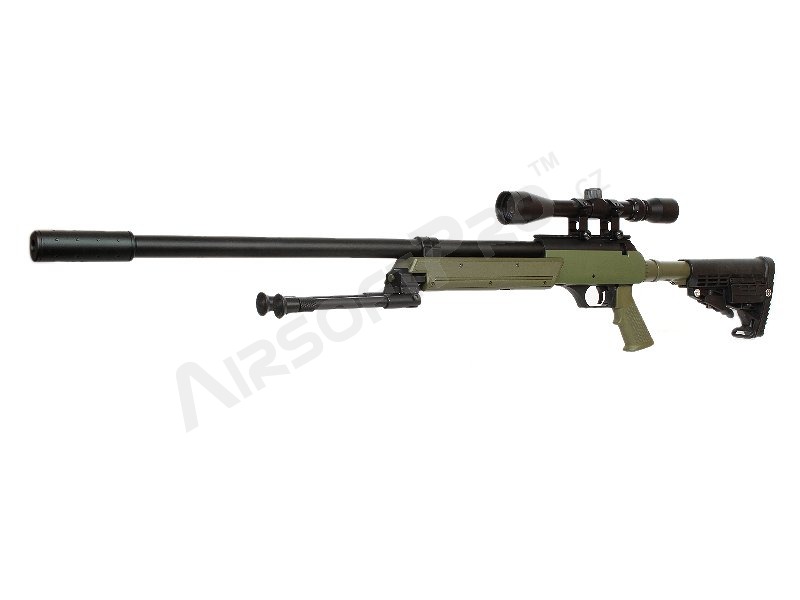Sniper airsoft APS SR-2 LRV (MB13D) bipod scope silencer, OD [Well]