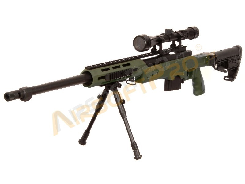 Airsoft sniper MB4412D + scope and bipod - olive [Well]
