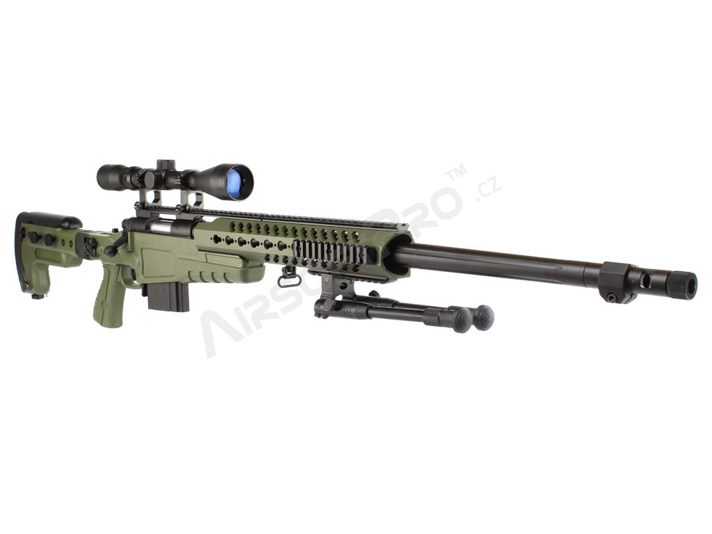 Airsoft sniper MB4418-3D + optika a dvojnožka - olivová [Well]