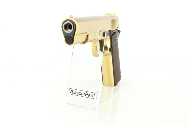 Airsoft pistol M1911 A1 - gas blowback, full metal - 24K gold plated 360 foto