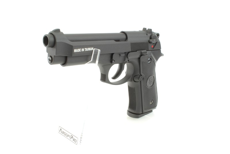 Airsoftová pistole M9, celokov, plyn blowback - černá 360 foto
