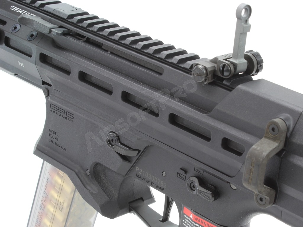 Airsoftová zbraň PCC-45, černá,  elektronická spoušť, mosfet [G&G]