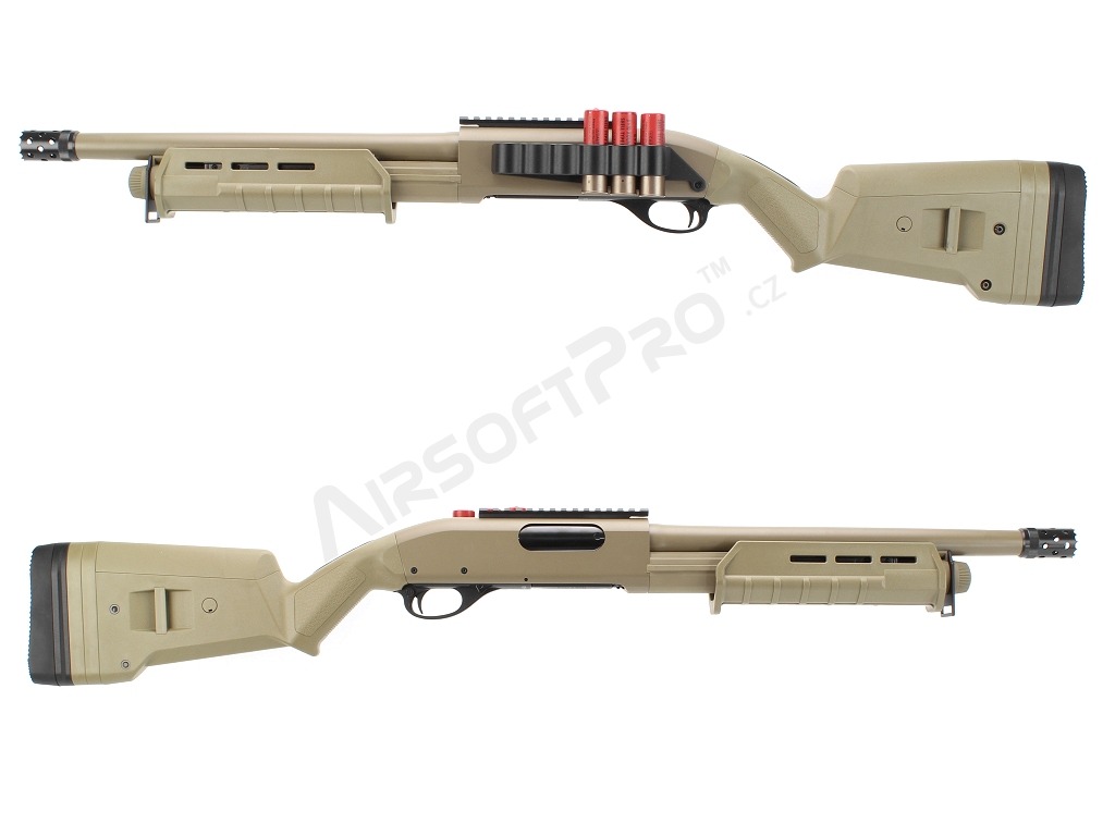 Airsoft brokovnice stylu Magpul M870 Tactical, krátká, KOV (CM.356M) - TAN [CYMA]