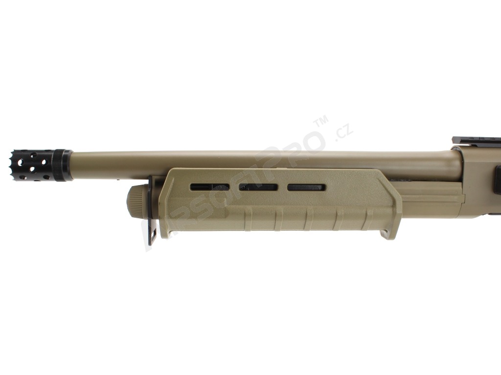 Airsoft brokovnice stylu Magpul M870 Tactical, krátká, KOV (CM.356M) - TAN [CYMA]