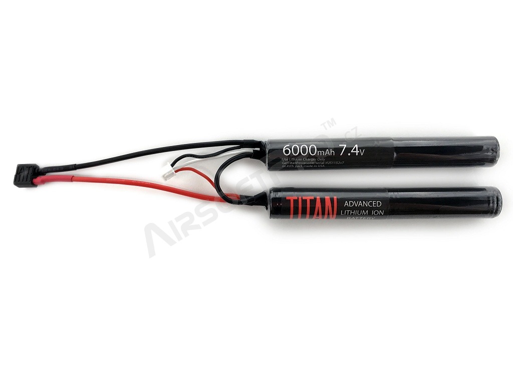 Batería Li-Ion 7,4V 6000mAh 30C- Mini CQB con el Dean [TITAN]