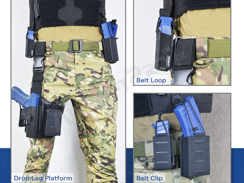 Portacargadores de tela para MP5 y cargadores de pistola 9mm, .38, .40, .45 - negro [Amomax]