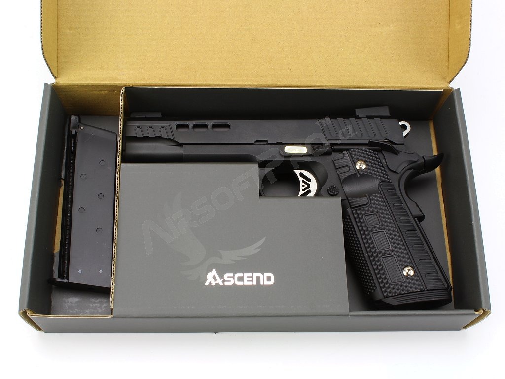 Pistola de airsoft KP1911 - GBB, full metal, negra [ASCEND]