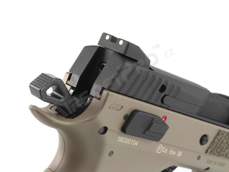 Airsoftová pistole CZ P-09 DT FDE, kovový závěr, plyn, blowback + kufr [ASG]