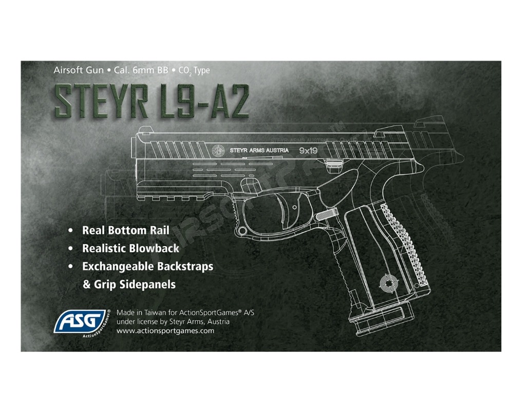 Pistola de airsoft Steyr L9-A2 - CO2, Blowback [ASG]