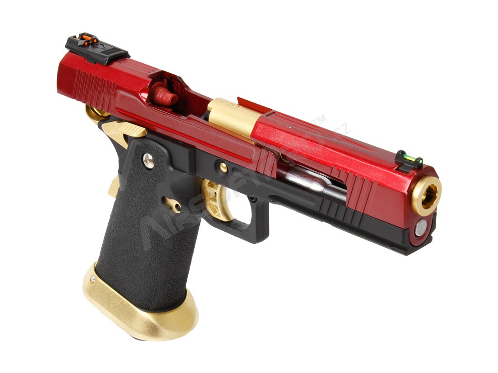 Pistola de airsoft GBB Hi-Capa 5.1 HX10 (corredera dividida) - rojo/oro [AW Custom]