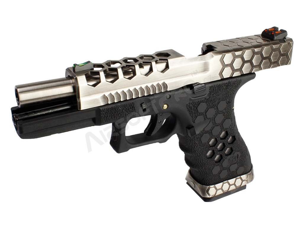 Pistola airsoft GBB G-HexCut VX01 - Plata/Negro [AW Custom]