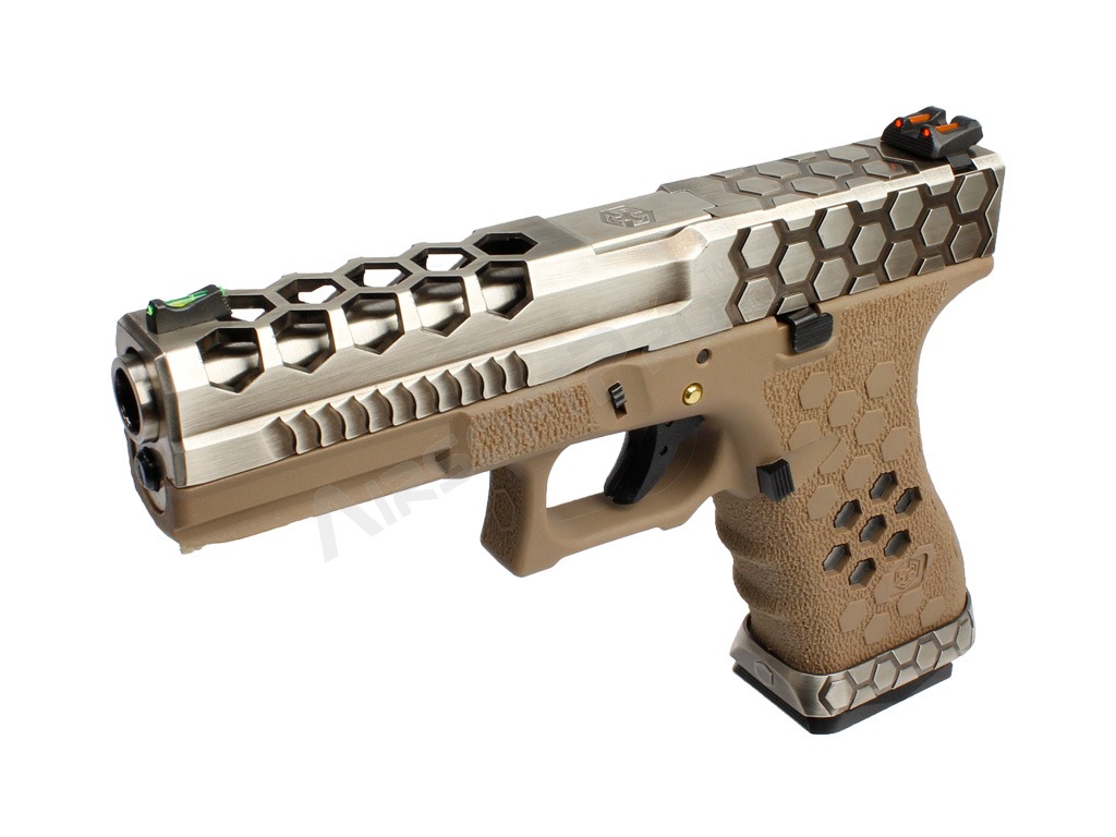 Pistola airsoft GBB G-HexCut VX01 - Plata/TAN [AW Custom]