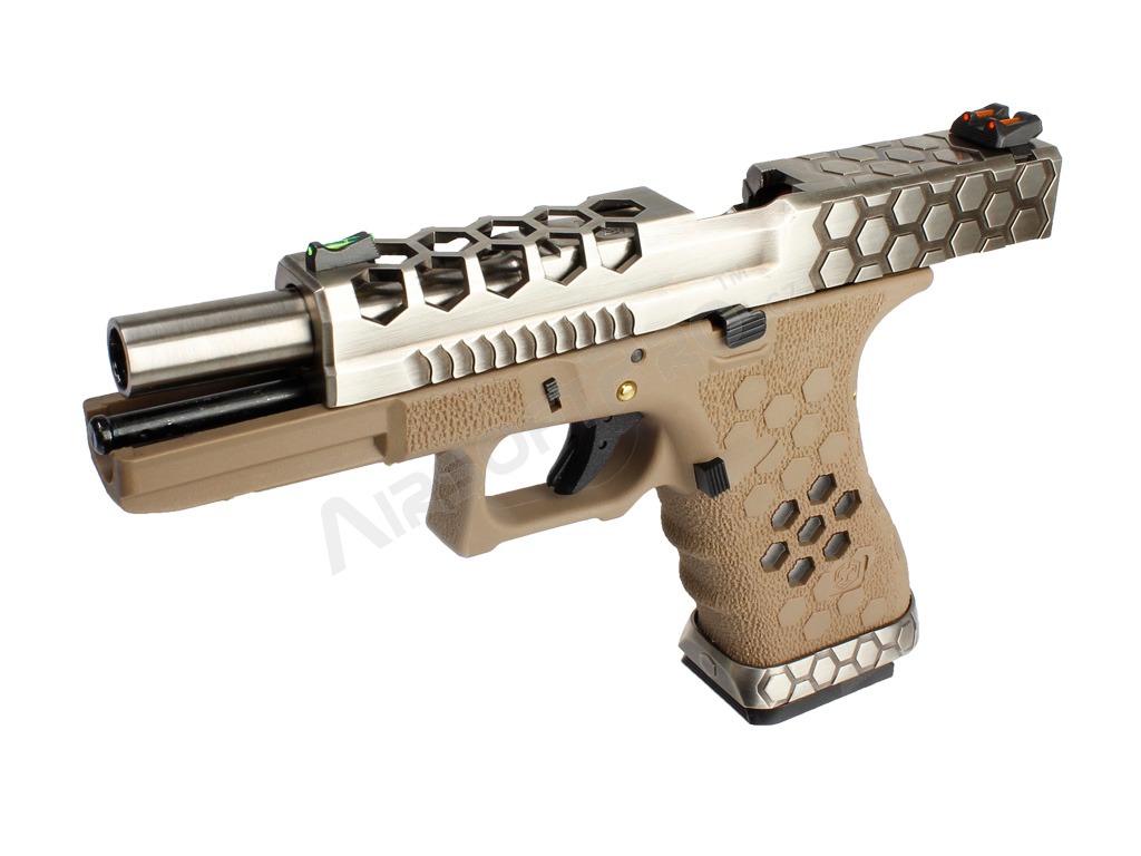 Pistola airsoft GBB G-HexCut VX01 - Plata/TAN [AW Custom]
