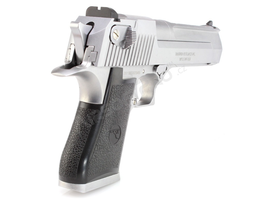 Airsoftová pistole DE .50AE, kovový závěr, plyn blowback (GBB) - stříbrná [WE], Desert Eagle