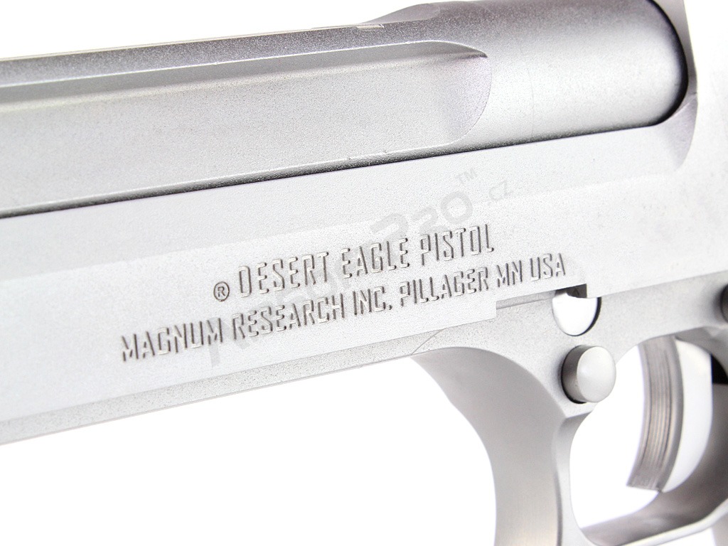 Airsoftová pistole DE .50AE, kovový závěr, plyn blowback (GBB) - stříbrná [WE], Desert Eagle